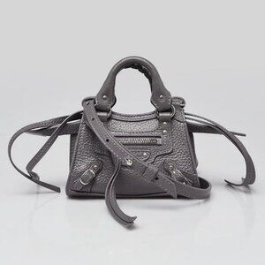 Balenciaga Grey Leather Neo Super Nano City Bag